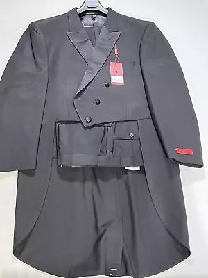 Mens Renoir Black Morning Coat With Tails 2 Piece Formal Suit Size 50R 44R NEW • $199.99