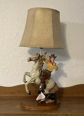 Vintage Domestications 2003 Cowboy On Horse Western Lamp With Shade Works! • $55