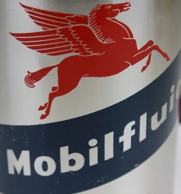 GREAT SHAPE 100% ORIGINAL ~ 1950s Era MOBIL MOBILFLUID Old 1 Qt. Metal Oil Can • $50