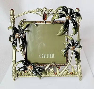 Z GALLERIE  4x4  Metal JEWELED Rhinestone ENAMEL Tropical PALM TREE PHOTO FRAME • $29.99