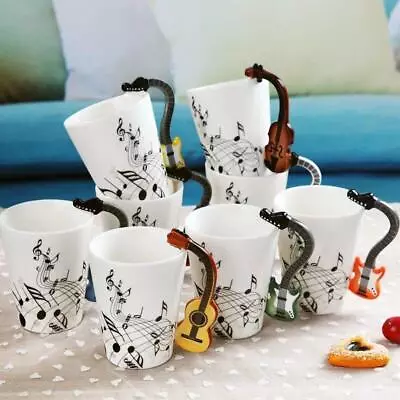 240ml Creative Music Ceramic Mug Guitar Violin Style Cute Coffee Tea Milk Stave • $18.99