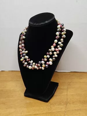 Vintage Pearl Bead Multi Strand Necklace With 925 Sterling Clasp • $29.95