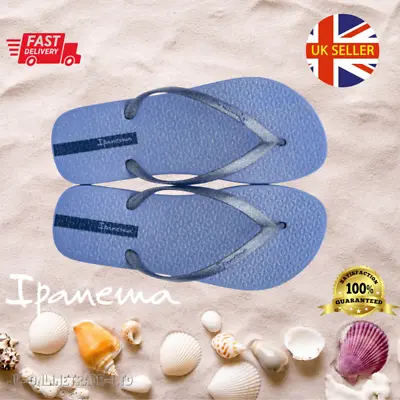 New Ladies Women Flip Flops Summer Pool Beach Sandals Toe Post Blue Ipanema • £12.95