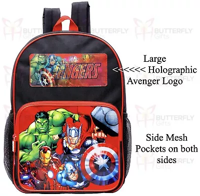 Avengers Kids Boys School Backpack Holographic Logo Iron Man Hulk Thor Captain  • £19.95