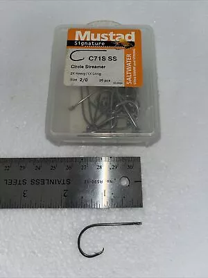 MUSTAD Circle Streamer C71S SS SALT WATER FLY TYING HOOKS Sz 2/0 Stainless Steel • $5.99