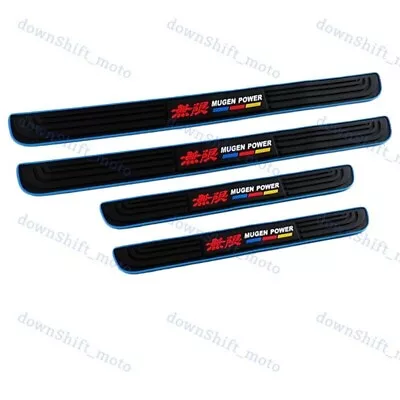 For JDM MUGEN Blue Border Rubber Car Door Scuff Sill Panel Step Protector 4pcs 2 • $33.90