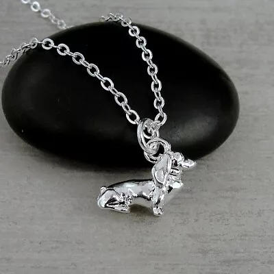 Silver Dachshund Charm Necklace - Doxen Weiner Dog Pendant Jewelry NEW • $14.95