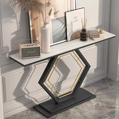 Heavy Duty Marble Console Table Solid Geometric Base Sofa Side Entryway Table • $189.93