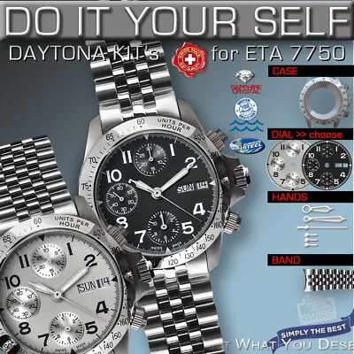 Do It Yourself Kit: 7750 Eta-valjoux Daytona 316l St-st Case + Band • $249