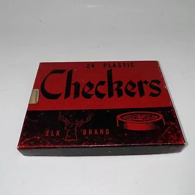 Vintage Elk Brand Checkers Heavy Plastic White Black • $14.99