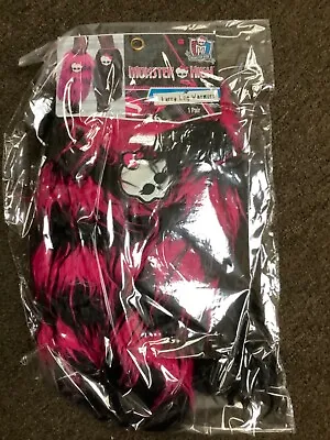 Monster High Fur Leg Warmers Hot Pink & Black Skull Rockabilly Pinup Costume • $13.99