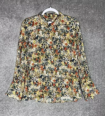 J Jill Long Sleeve Floral Button Up Top Womens Size Large Multicolored Blouse • $24.99