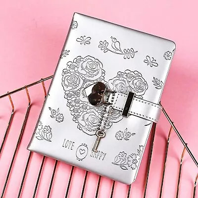 Leather Journal Heart Lock Notebook With Key School Diaries Girls Gifts Birthday • $84.36