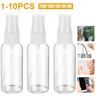 30-200ml Transparent Spray Bottle Plastic Refillable Small Travel Mist Empty_New • £6.79