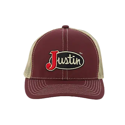 Justin® Men's Classic Logo Mesh Back Maroon Snapback Cap JCBC008-MRN • $29.95