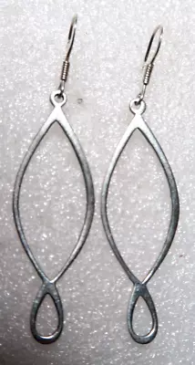 Vintage Stunning Sterling Silver Long Dangle Pierced Earrings    #7 • $19.99