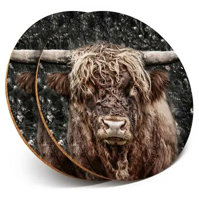 £4.99 • Buy 2 X Coasters - Brown Highland Cow Bull  #44471