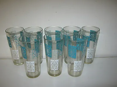 {8} Mcm Mid-century Modern Retro Atomic Starburst Turquoise Glasses • $89.95