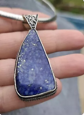 Vintage Handcrafted .925 Sterling Silver & Lapis Lazuli Pendant Pendant Only • $23.91