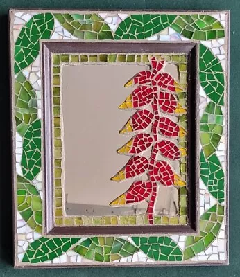 Artisan Mosaic Stained Glass Mosaic Hanging Mirror Signed 14  X 12  • $45