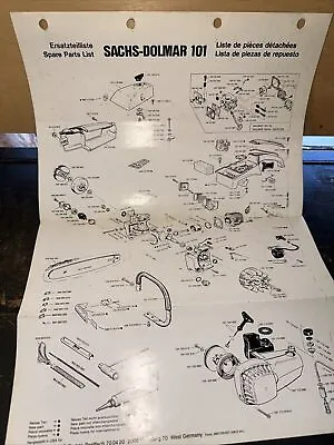 Sachs Dolmar 101 Chainsaw - Parts List - Original Copy! • £10.92