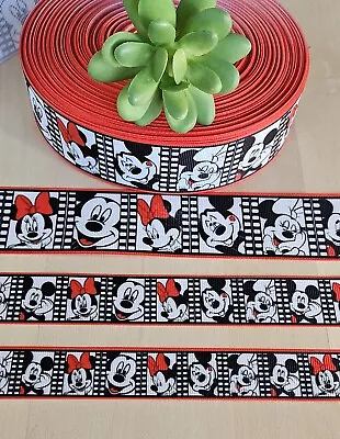 7/8 1 & 1.5  (1 YD) Disney Movie Real Ribbon Mickey & Minnie Mouse Classic • $1.35