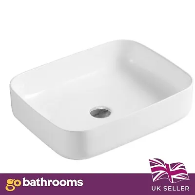 White Ceramic Counter Top Sink Cloak Bathroom Rectangle Counter Top Basin  51cm • £71.07