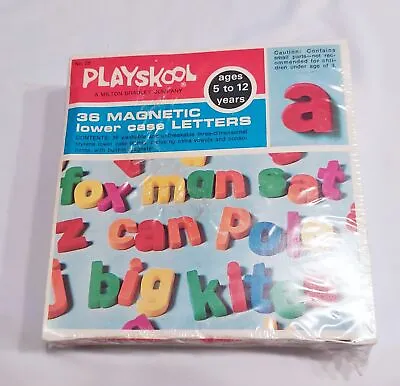 £15.50 • Buy NOS Box Vtg 1973 Playskool Box Of Lower Case Magnetic Fridge Letters Text 70's