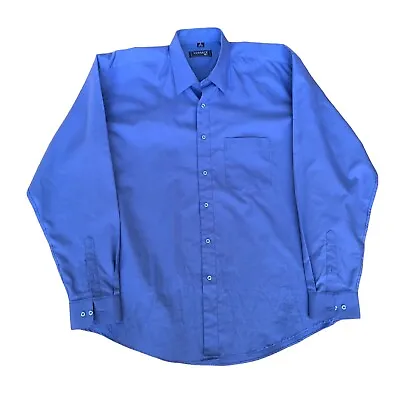 Versace Classic V2 Blue Long Sleeve Button-Down Dress Shirt Sz 18 Pocket Logo • $39.90