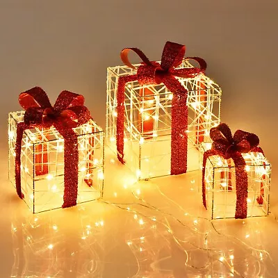 LED Christmas Light 3-Set Gift Boxes 3D Xmas Decor Indoor Outdoor Garden Yard • $999