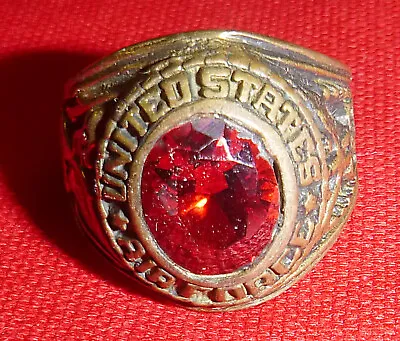 MENS RING - US AIR FORCE - USAF - SIZE 9.5 - Red Stone - Vietnam War - R.82 • $66.66