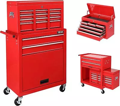 8 Drawers Lockable Rolling Tool Chest Tool Storage Cabinet Tool Box For Garage • $174.99