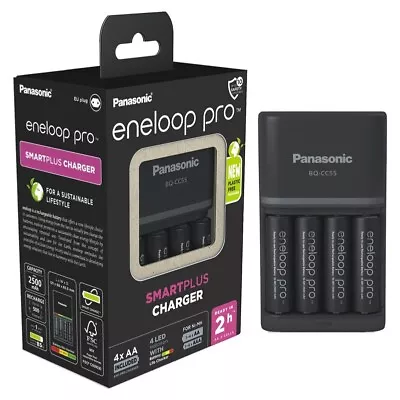 ENELOOP PRO CHARGER SMART QUICK PANASONIC BQ-CC55 + 4 AA BATTERIES 2500mAh NEW • $101.53