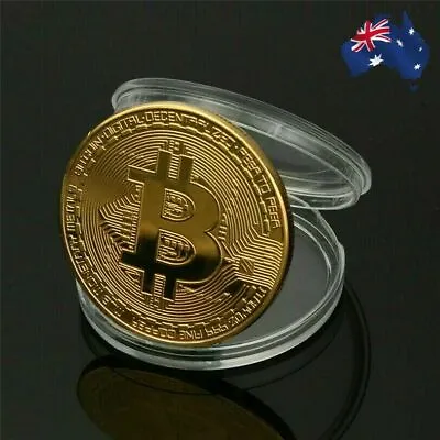 $6.90 • Buy Bitcoin Coin [3mm Thick] BTC Gold Plated Physical Metal Case Cryptocurrency