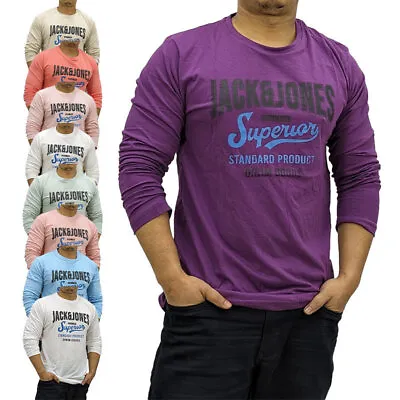 Jack & Jones Mens T Shirts Crew Neck Casual Cotton Long Sleeve T-Shirt New M-2XL • £8.99