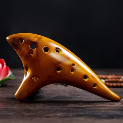 12 Hole Natural Ocarina With Protective Bag Alto C Tone Smokey Fired Ocarinas • $19.09