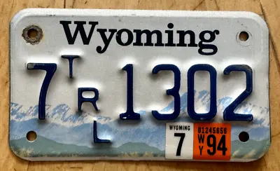 1994 Wyoming Utility Trailer Motorcycle Cycle Sized License Plate   7 1302   Wy • $8.99