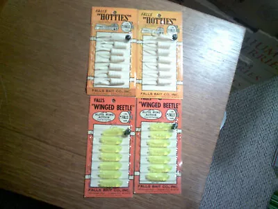 Vintage Falls Bait Company 2- No 4 Hotties  White  2- #4 Winged Beetle  Yellow • $15