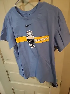 Nike Dri-Fit Men's L Blue MLB Milwaukee Brewers City Connect T-Shirt Tee • $17