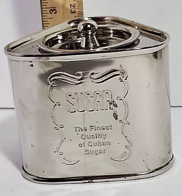 Vintage Chrome Sugar Canister Box With Lid  The Finest Quality Cuban Sugar   • $28