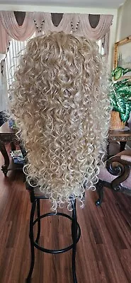 Blond Mix Human Hair Blend Lace Front Full Wig  Spiral Curls Layered • $69.99