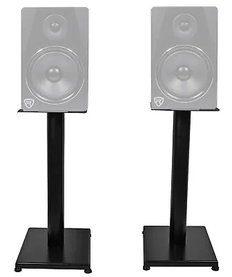 Pair Rockville RS21B 21 Inch Steel Bookshelf Speaker/Studio Monitor Stands - Bla • $52.84