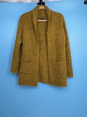 Graziella Nebbia Made In Italy Women’s Mustard Wool Mohair Blend Cardigan SZ: M • $14