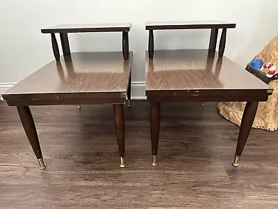 Vintage Mid-Century Modern Mersman End Tables #8195 Two Tier Step End • $195