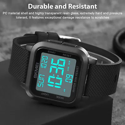 Men's Digital Army Military Sport Watch Quartz Chrono Waterproof LED Wristwatch • $13.14