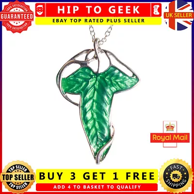 Elven Leaf Pendant Green Hobbit Lotr Lord Of The Rings Lorien Enamel Necklace • £4.95