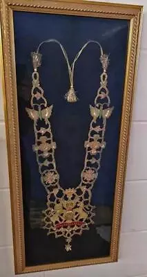 Antique 18 - 19th Century Gold Embroidered Mughal Indian Heraldic Necklace Order • $3000