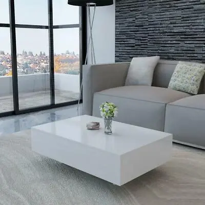 Modern Rectangular Living Lounge Room Furniture Coffee Table - High Gloss White • $221