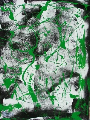 Modernist ABSTRACT PAINTING Expressionist MODERN ART GREEN DEVELOPMENT FOLTZ  • $75