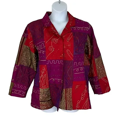Chico's Women's Size 3 US XL New Patch Windward Fuschia Sequin Jacket NEW • $29.50